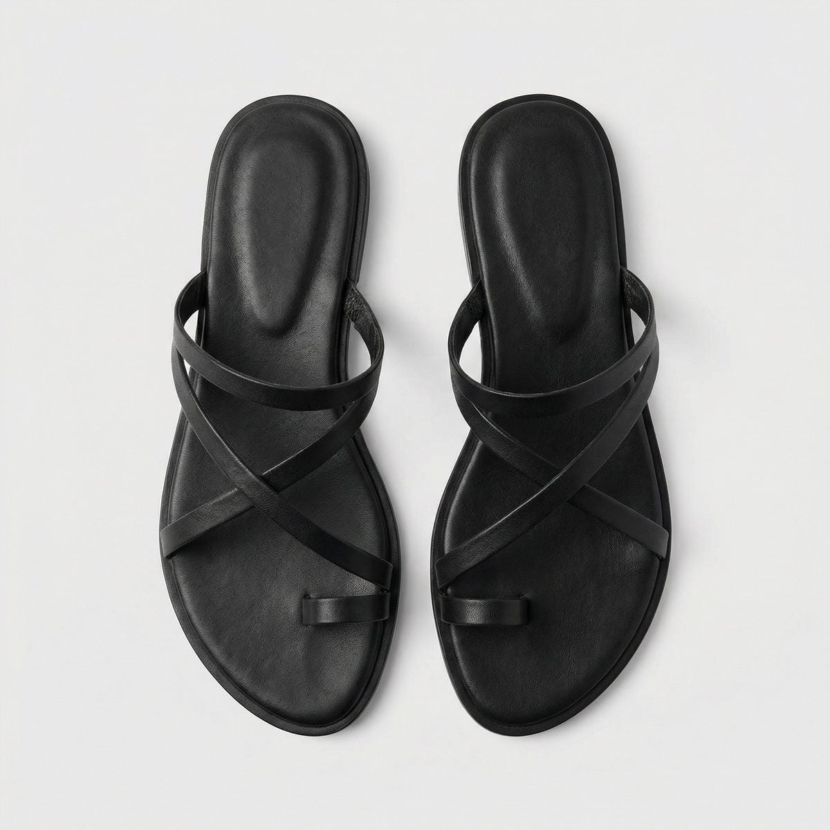 Cleo | Women Summer Black Flat Toe-Ring Sandal