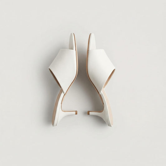 Iris | Women Summer White Kitten Heel Mule Sandal
