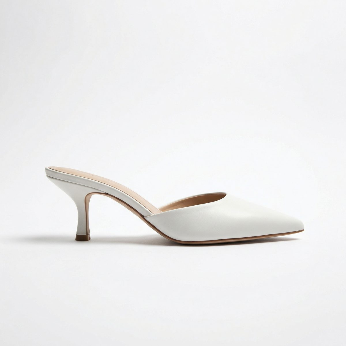 Iris | Women Summer White Kitten Heel Mule Sandal