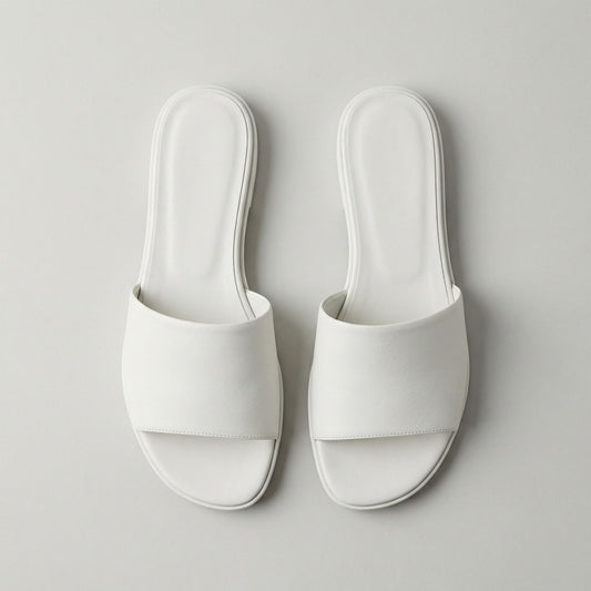Luna | Women Summer White Leather Slide Sandal