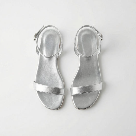 Nova | Women Summer Silver Metallic Flat Sandal
