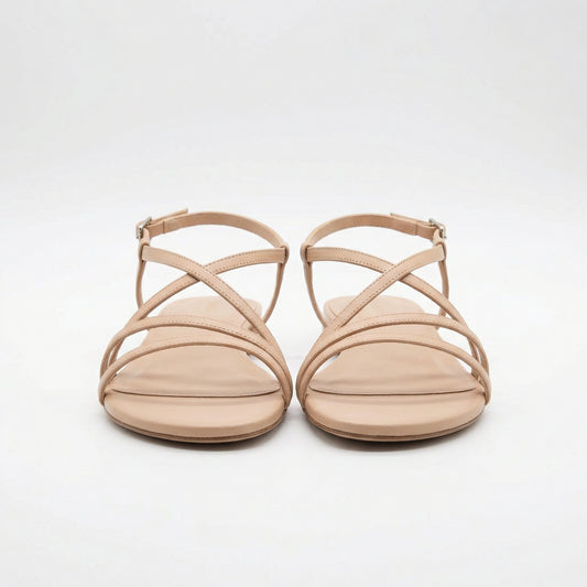 Aria | Women Summer Strappy Flat Sandal in Nude Beige