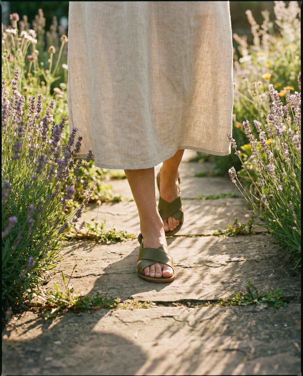 Sage | Women Summer Olive Green Flat Sandal