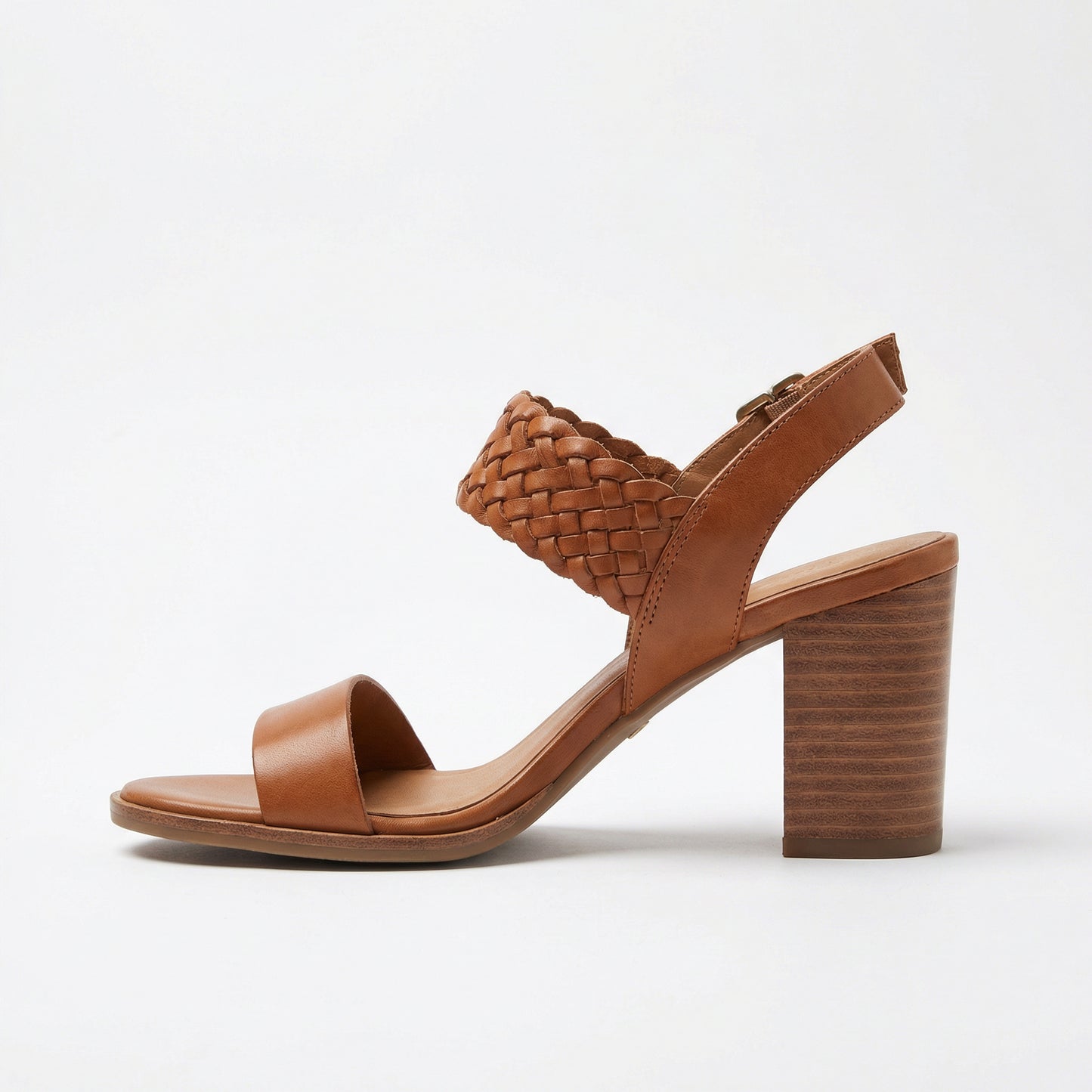 Serena | Women Summer Tan Block Heel Woven Sandal